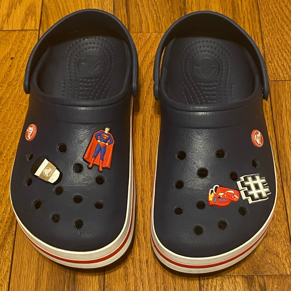 Womens Unisex Crocs Navy Blue Bayaband Slip Ons Sandals Size 8 Mens Size 6